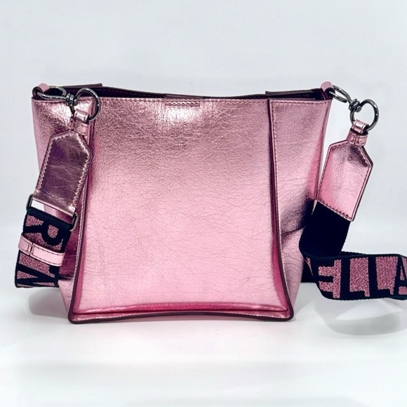 Stella McCartney LOGO Metallic Pink Mini Eco Vegan Leather Crossbody Purse Bag - Picture 6 of 15